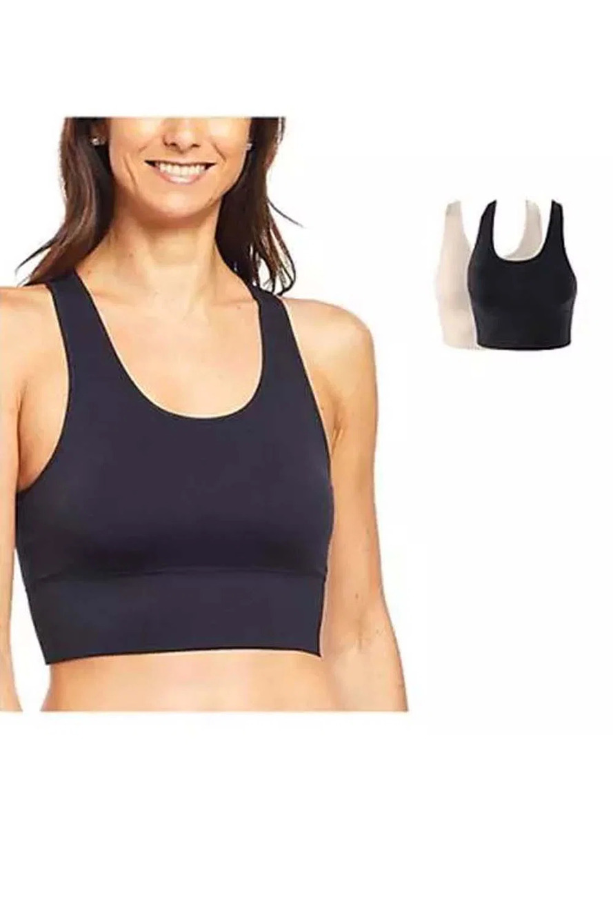 Uncover Women's 2-pack Seamless Bralette Black/Beige -